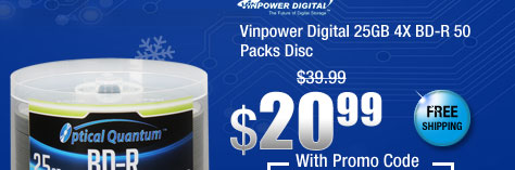 Vinpower Digital 25GB 4X BD-R 50 Packs Disc