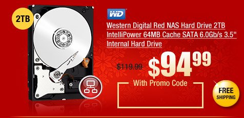 Western Digital Red NAS Hard Drive 2TB IntelliPower 64MB Cache SATA 6.0Gb/s 3.5" Internal Hard Drive