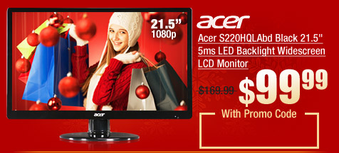 Acer S220HQLAbd Black 21.5" 5ms LED Backlight Widescreen LCD Monitor