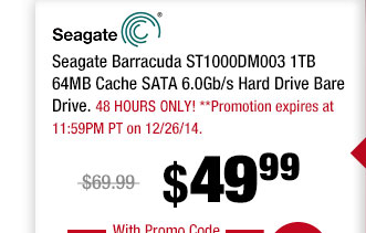 Seagate Barracuda ST1000DM003 1TB 64MB Cache SATA 6.0Gb/s Hard Drive Bare Drive