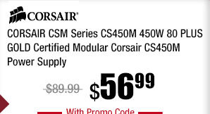 CORSAIR CSM Series CS450M 450W 80 PLUS GOLD Certified Modular Corsair CS450M Power Supply 
