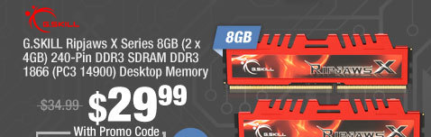 G.SKILL Ripjaws X Series 8GB (2 x 4GB) 240-Pin DDR3 SDRAM DDR3 1866 (PC3 14900) Desktop Memory