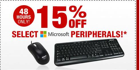 48 HOURS ONLY! 15% OFF SELECT MICROSOFT PERIPHERALS!*