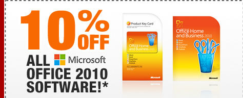 10% OFF ALL MICROSOFT OFFICE 2010 SOFTWARE!*