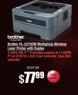 Brother HL-2270DW Workgroup Wireless Laser Printer with Duplex
