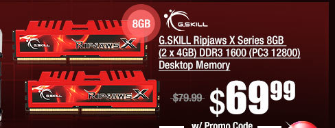 G.SKILL Ripjaws X Series 8GB (2 x 4GB) DDR3 1600 (PC3 12800) Desktop Memory