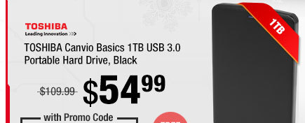 TOSHIBA Canvio Basics 1TB USB 3.0 Portable Hard Drive, Black