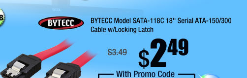 BYTECC Model SATA-118C 18" Serial ATA-150/300 Cable w/Locking Latch 