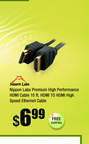 Nippon Labs Premium High Performance HDMI Cable 10 ft. HDMI TO HDMI High Speed Ethernet Cable