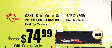 G.SKILL Sniper Gaming Series 16GB (2 x 8GB) 240-Pin DDR3 SDRAM DDR3 1866 (PC3 14900) Desktop Memory