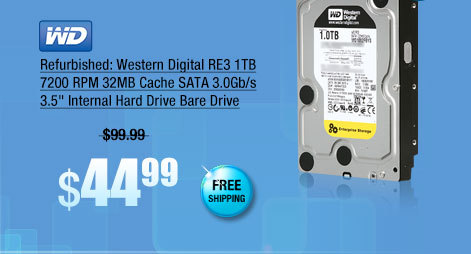 Refurbished: Western Digital RE3 1TB 7200 RPM 32MB Cache SATA 3.0Gb/s 3.5" Internal Hard Drive Bare Drive