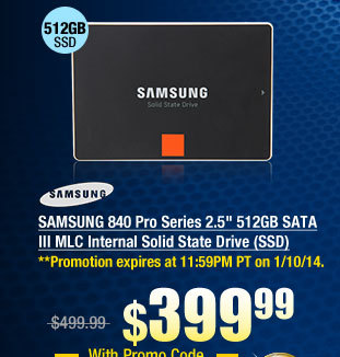 SAMSUNG 840 Pro Series 2.5" 512GB SATA III MLC Internal Solid State Drive (SSD)
