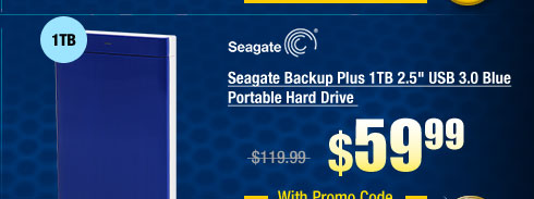 Seagate Backup Plus 1TB 2.5" USB 3.0 Blue Portable Hard Drive 