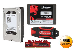 SuperCombo Storage Package: Kingston V300 120GB SSD, Western Digital Black 1TB HDD, G.SKILL RipJaws X 8GB MEM, Team X Series 32GB Flash Drive