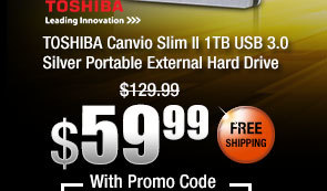 TOSHIBA Canvio Slim II 1TB USB 3.0 Silver Portable External Hard Drive