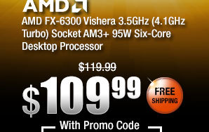 AMD FX-6300 Vishera 3.5GHz (4.1GHz Turbo) Socket AM3+ 95W Six-Core Desktop Processor