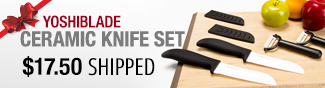 YoshiBlade ceramic knife set 17.50 usd shipped