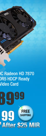 MSI R7870-2GD5T/OC Radeon HD 7870 GHz Edition 2GB GDDR5 HDCP Ready CrossFireX Support Video Card