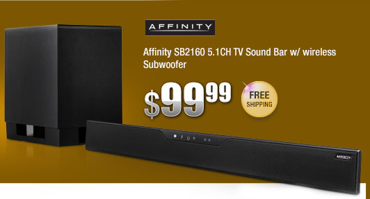 Affinity SB2160 5.1CH TV Sound Bar w/ wireless Subwoofer