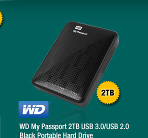 WD My Passport 2TB USB 3.0/USB 2.0 Black Portable Hard Drive