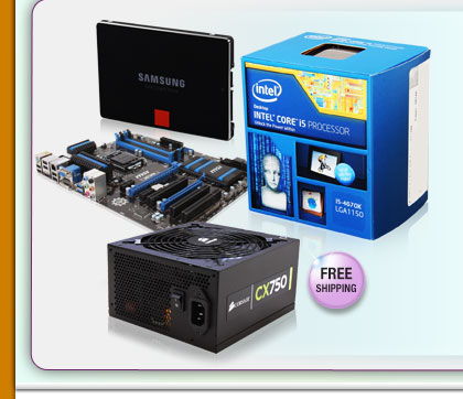 Intel Core i5 Haswell 3.4GHz Quad-Core CPU + MSI Z87-G43 Motherboard + SAMSUNG 840 PRO 128GB SSD + CORSAIR CX 750W PSU