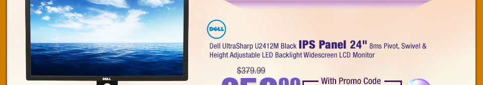 Dell UltraSharp U2412M Black IPS Panel 24" 8ms Pivot, Swivel & Height Adjustable LED Backlight Widescreen LCD Monitor
