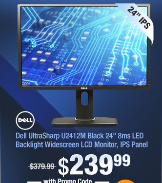 Dell UltraSharp U2412M Black 24" 8ms LED Backlight Widescreen LCD Monitor, IPS Panel