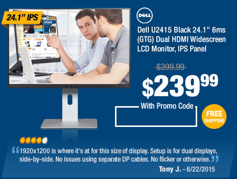 Dell U2415 Black 24.1" 6ms(GTG) Dual HDMI Widescreen LCD Monitor, IPS Panel