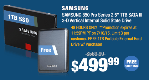 SAMSUNG 850 Pro Series 2.5" 1TB SATA III 3-D Vertical Internal Solid State Drive