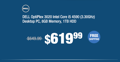 DELL OptiPlex 3020 Intel Core i5 4590 (3.30GHz) Desktop PC, 8GB Memory, 1TB HDD