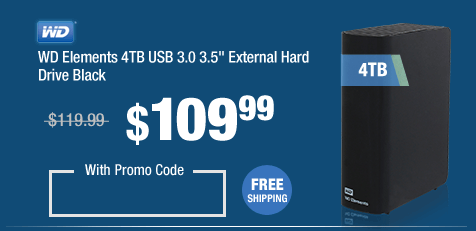 WD Elements 4TB USB 3.0 3.5" External Hard Drive Black