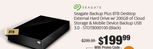 Seagate Backup Plus 8TB Desktop External Hard Drive w/ 200GB of Cloud Storage & Mobile Device Backup USB 3.0 - STDT8000100 (Black)