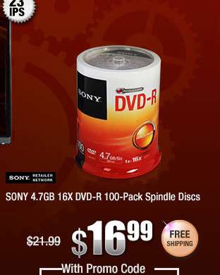 SONY 4.7GB 16X DVD-R 100 Packs Spindle Spindle Disc