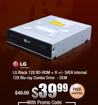 LG Black 12X BD-ROM + R +/- SATA Internal 12X Blu-ray Combo Drive - OEM