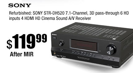 Refurbished: SONY STR-DH520 7.1-Channel, 3D pass-through 6 HD inputs 4 HDMI HD Cinema Sound A/V Receiver
