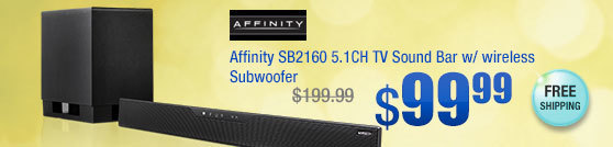 Affinity SB2160 5.1CH TV Sound Bar w/ wireless Subwoofer 