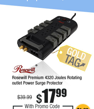 Rosewill Premium 4320 Joules Rotating outlet Power Surge Protector