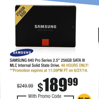 SAMSUNG 840 Pro Series 2.5" 256GB SATA III MLC Internal Solid State Drive