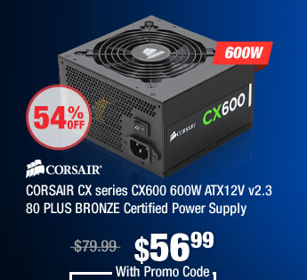 CORSAIR CX series CX600 600W ATX12V v2.3 80 PLUS BRONZE Certified Power Supply