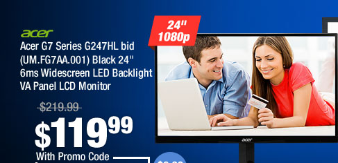 Acer G7 Series G247HL bid (UM.FG7AA.001) Black 24" 6ms Widescreen LED Backlight VA Panel LCD Monitor