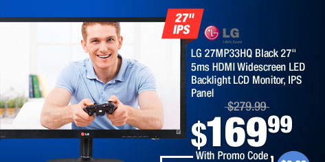 LG 27MP33HQ Black 27" 5ms HDMI Widescreen LED Backlight LCD Monitor, IPS Panel