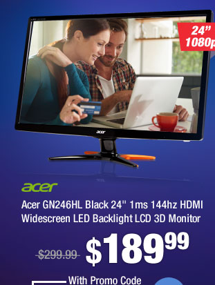 Acer GN246HL Black 24" 1ms 144hz HDMI Widescreen LED Backlight LCD 3D Monitor