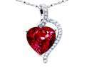 Mabella PWS004CR 4.10 cttw Heart Shaped 10mm x 10mm Created Ruby Pendant in Sterling Silver w/ 18" Chain