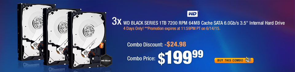 3X - WD BLACK SERIES 1TB 7200 RPM 64MB Cache SATA 6.0Gb/s 3.5" Internal Hard Drive