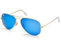 Ray Ban RB3025 Aviator Flash Metal Sunglasses – Gold Frame/Blue Lenses