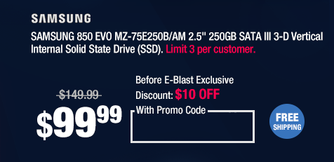 SAMSUNG 850 EVO MZ-75E250B/AM 2.5" 250GB SATA III 3-D Vertical Internal Solid State Drive (SSD)