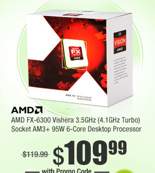AMD FX-6300 Vishera 3.5GHz (4.1GHz Turbo) Socket AM3+ 95W 6-Core Desktop Processor