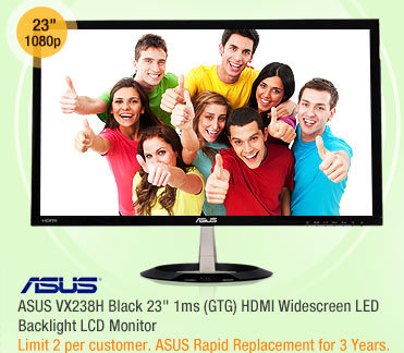 ASUS VX238H Black 23" 1ms (GTG) HDMI Widescreen LED Backlight LCD Monitor