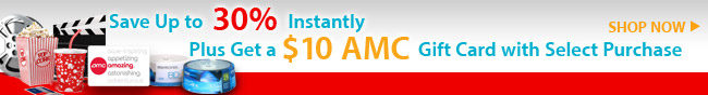 Save Up To 30% Instantly Plus Get A 10 AMC Gift Card With Select Purchase.