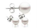 14K White Gold 6-7mm White Freshwater Cultured Pearl Stud Earrings AAA Quality